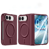 Étui de luxe en cuir à charnière magnétique avec protection intégrale et protecteur d'écran intégré, coque anti-chute pour iPhone Duo