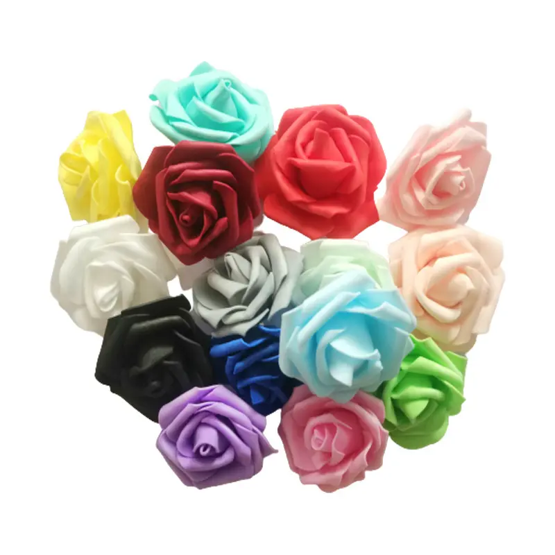 Conjunto de rosas de espuma artificial, flores decorativas coloridas em atacado de flores com haste longa para casamento e decoração