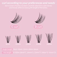 Bulu mata palsu Diy, segmen DIY bulu mata tampilan alami ekstensi mudah kipas bulu mata D Curl 3d Cluster Diy
