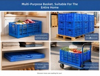 Caisse à légumes pliable en plastique pour supermarché, bac de stockage empilable en plastique pour l'agriculture