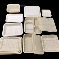 Plateau repas scolaire jetable en amidon de maïs ZS 850 ml à 3 compartiments et assiettes de fête compostables, micro-ondables et biodégradables