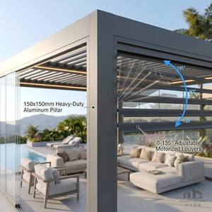<span class=keywords><strong>Pérgola</strong></span> de Aluminio con Techo Bioclimático de Lamas y Paredes de Cristal, Terraza de Lujo, Solárium a <span class=keywords><strong>Precio</strong></span> de Fábrica para Bar en Azotea Comercial - Product Image 5