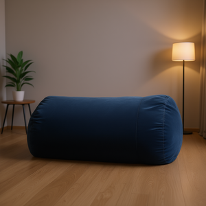 Divano a sacco cilindrico blu notte in pelle scamosciata da 6,5 piedi, moderno, monoposto, confortevole ed elegante per soggiorno - Product Image 2