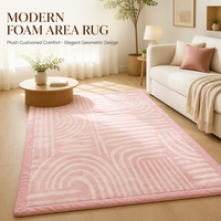 Karpet Busa Plush Ramah Lingkungan Desain Pola Modern, Bahan Lembut, Anti-Selip untuk Kamar Tidur Anak, Alas Bermain Anak