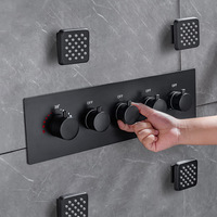 Robinets de salle de bains noirs dissimulés Ensemble de douche Mélangeur de pluie Robinet de douche en laiton Douche de pluie de plafond
