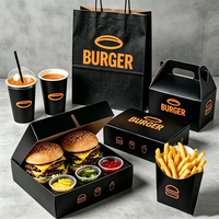 Boîte à hamburger avec porte-gobelet, ensemble d'emballage pour hamburger et boisson, plateau en papier pour restaurants de restauration rapide