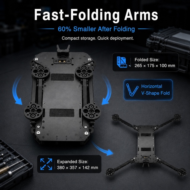 QINKOFPV FPV Accessories 13 Inch Foldable Drones Frame 520mm Wide X 6063 Aluminum CNC Long Range Heavy Lift Cargo Quadcopter Kit