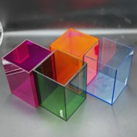 Vitrine d'exposition en acrylique coloré, boîtes de rangement en acrylique colorées pour sérigraphie (noir, bleu, rouge, vert, jaune, orange)