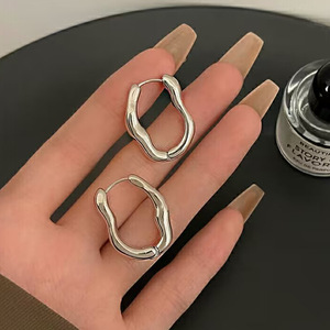 Vintage Metal Geometry Hoop <b>Earring</b> Fashion New Design Irregular Minimalist <b>Earrings</b> for Women Fashion Jewelry Gift - Product Image 2