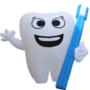 فرشاة أسنان كبيرة قابلة للنفخ باللون الأبيض للبيع/فرشاة أسنان ضخمة منفوخة بحامل للترويج