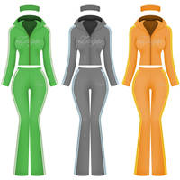 Ensemble deux pièces pour femmes, sweat-shirt à capuche zippé et pantalon évasé avec bandeau, vêtements de détente personnalisés, adapté aux grandes filles en hiver