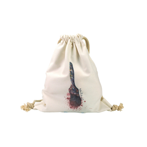 Bolsa con cordón blanca de lona de algodón orgánico ecológico de doble cuerda al por mayor con logotipo - Product Image 1