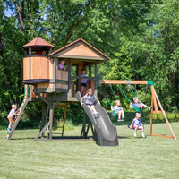 Équipements de jeux d'extérieur pour enfants, tunnel en bois, toboggan et installations de jeux de jardin pour aire de jeux