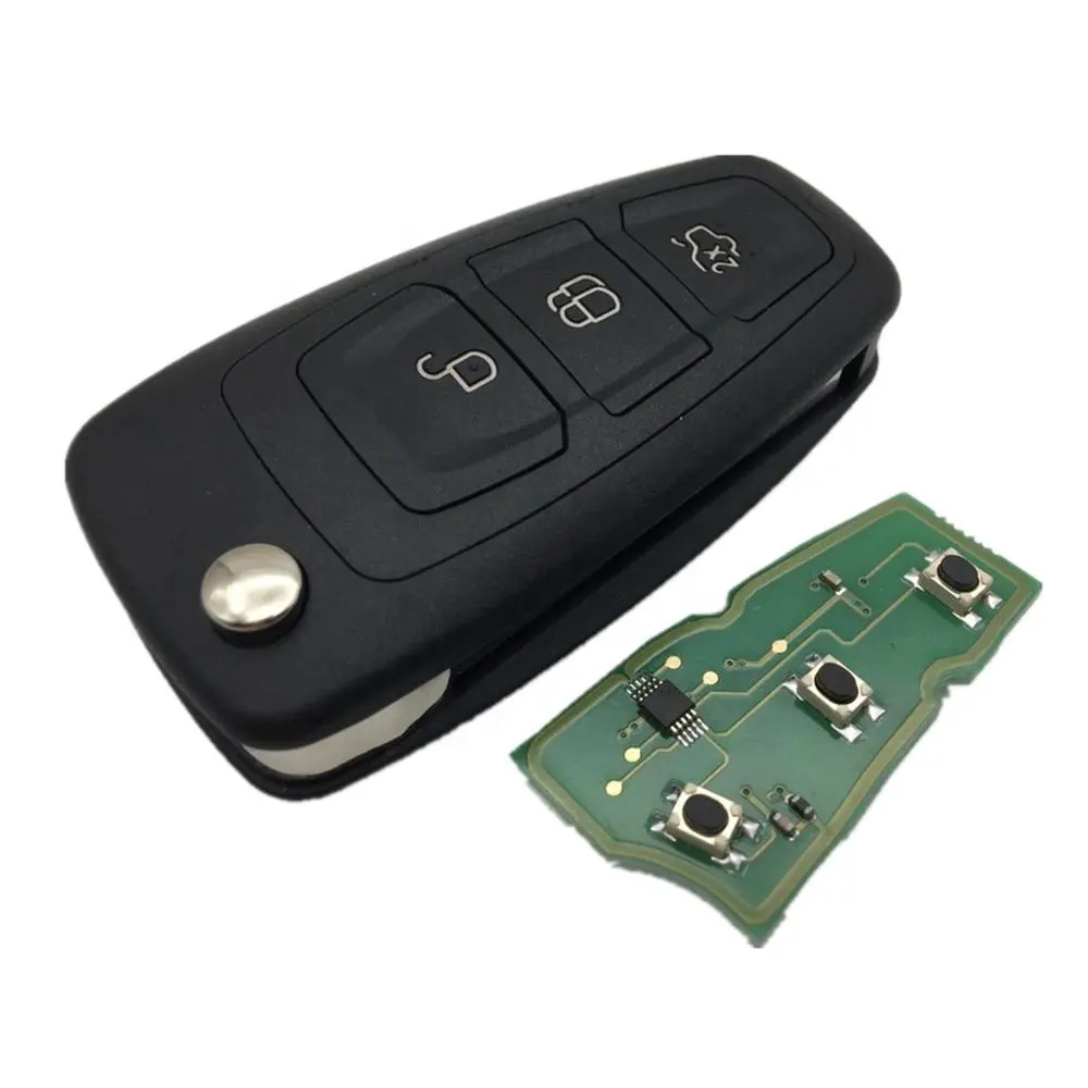 กุญแจรถยนต์รีโมตพับได้3ปุ่ม,กุญแจรถยนต์433 MHz 4D60ชิปสำหรับ Ford Focus Fiesta Mondeo พร้อมใบมีด HU101