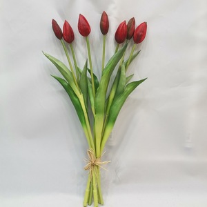 Senmasine falso PU tulipán naranja púrpura blanco rosa amarillo flores artificiales ramo <span class=keywords><strong>tulipanes</strong></span> para el hogar Decoración de la boda proveedores - Product Image 2