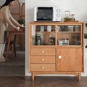 Solid Wood <b>Sideboard</b> Cherry Wood 900mm <b>Storage</b> Cabinet Modern Minimalist Design For Dining Room - Product Image 4