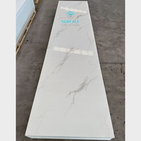 Comptoirs de salle de bain en marbre blanc artificiel sur mesure en gros, surface solide en acrylique composite Corian