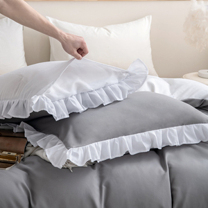 Gia Đình Kích Thước Màu Xám Thiết Kế Bộ Đồ Giường Đặt Sang Trọng Phòng Ngủ Đám Cưới Châu Âu <span class=keywords><strong>Comforter</strong></span> Bộ - Product Image 3