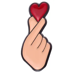 Hand Heart Gesture Enamel Pins Custom Sign Language Brooches Lapel Badges Jewelry Gift for Lover