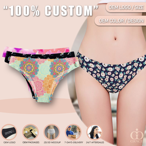 Bragas sin costuras personalizado con estampado floral, flor de leopardo, seda de hielo, sin rastro, ropa interior consolidada de una pieza <span class=keywords><strong>para</strong></span> <span class=keywords><strong>mujer</strong></span>, bragas sin costuras - Product Image 2
