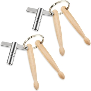 Porte-clés mini-mallettes de batterie en bois, baguettes doubles avec clés de réglage universelles pour instruments de percussion - Product Image 1
