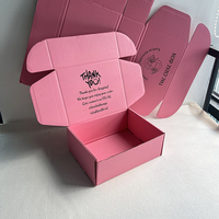Boîte d'expédition en carton ondulé recyclable rose avec logo, taille personnalisée, MOQ 100