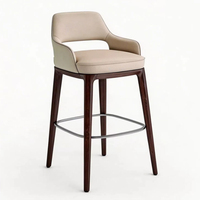 Tabourets de bar en bois massif, tabourets hauts pour îlot, usage domestique, style italien moderne minimaliste avec dossier et accoudoirs