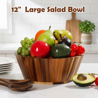 Bol à salade en bois d'acacia, design rond, pour mélanger, fruits, pâtes, essentiel de cuisine en bois naturel