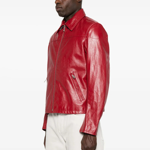 <span class=keywords><strong>Veste</strong></span> <span class=keywords><strong>en</strong></span> Faux <span class=keywords><strong>Cuir</strong></span> PU de Haute Qualité Personnalisée Rouge Décontractée à Manches Longues Imperméable pour Hommes - Product Image 1
