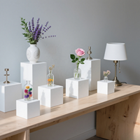 Ensemble de cubes d'affichage en acrylique blanc pour aliments, parfums, vases à fleurs et présentoirs cosmétiques