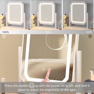 Espejo de Maquillaje LED Moderno <span class=keywords><strong>con</strong></span> Control Táctil, 3 Modos de Iluminación y Lupa Desmontable de 5x para Uso en Casa, Salón o Escritorio - Product Image 3
