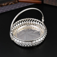 Nouveau classique argent plaqué métal jetable ovale alimentaire tasse plateau bonbons panier Snack bol pour la maison hôtel plats assiettes