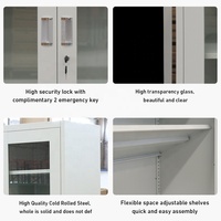 Armoire de classement en acier moderne à 3 portes avec vitrine en verre, meubles de bureau, armoire de rangement pour bureau, école, hôpital