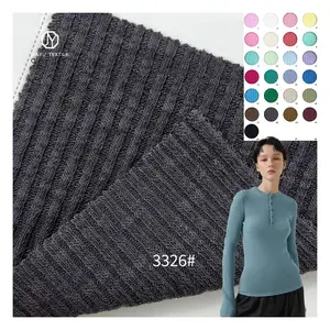 Premium Korean Bamboo Fiber Fabric 180g Base Shirt Fabric 95% Bamboo 5% Spandex Elastic Ribbed Fabric For Garment