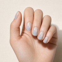 K722 Kaixin Ongles à presser bleu glacé ombré, bord français bleu, forme courte et souple, forme squoval, pour nail art