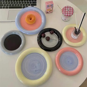 Plato <span class=keywords><strong>de</strong></span> Cerámica Redondo con Borde Grueso para Comida Occidental, Vajilla Creativa <span class=keywords><strong>de</strong></span> Filete Nórdico, Plato <span class=keywords><strong>de</strong></span> Cerámica, Plato Principal, Utensilios <span class=keywords><strong>de</strong></span> Cocina - Product Image 4