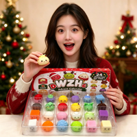 Calendrier de l'Avent 24 Jours en TPR, Boîte Mystère de Noël, Jouet Anti-Stress en Forme de Dumpling Mignon pour Enfants Unisexe