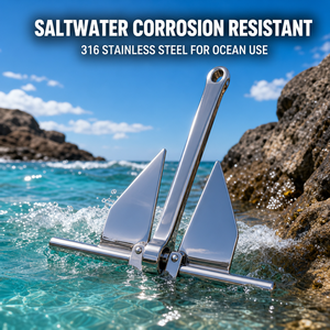 Ancre Danforth pliable robuste en acier inoxydable 316 de qualité marine 2026 pour <span class=keywords><strong>voilier</strong></span>, yacht, bateau à moteur - Product Image 3