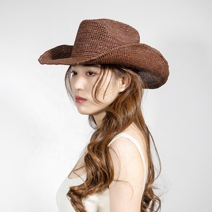 <span class=keywords><strong>2025</strong></span> mới SY Mũ 100% tự nhiên Raffia rơm tay Crochet RộNg Vành Cao Bồi Miền Tây mũ unisex mũ rơm tùy chỉnh OEM có sẵn - Product Image 4