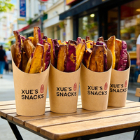 Gobelets en papier gaufré biodégradable avec logo personnalisé, revêtement PE, pour frites, nouilles, et autres snacks jetables