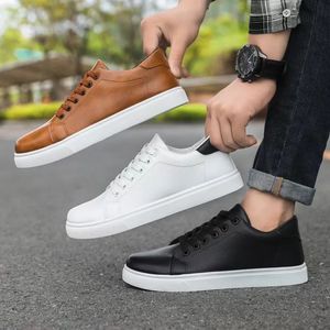 Zapatillas Deportivas Transpirables y Elegantes con Cordones, de Piel Sintética, de Caña Baja, Clásicas, Casuales y Formales para Hombre, Blancas - Product Image 4