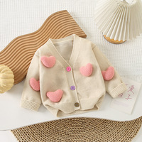 Nouvelle Robe Cardigan en Tricot Doux à Motif Cœur 3D pour Filles – Manteau Tricoté Doux et Adorable pour Enfants