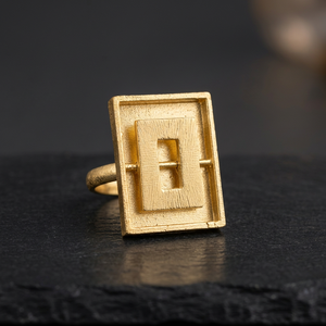 SOUMYA CREATIONS Vintage Statement Brass <b>Ring</b> 18K Gold Plated Bohemia Geometric Inlay <b>Plain</b> Technology Unisex Children's Gift - Product Image 1