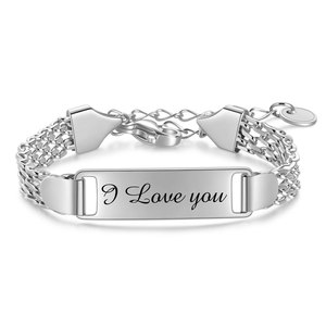 Pulsera de Malla de Acero Inoxidable de 8MM con Grabado 'I Love You', en Oro y Plata, Unisex, para Regalo - Product Image 5