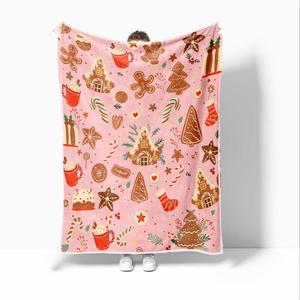 Couverture en flanelle à motifs de Noël, couverture de sieste, décoration de fête, cadeau de Noël, super douce, lavable en machine pour la chaleur hivernale - Product Image 1