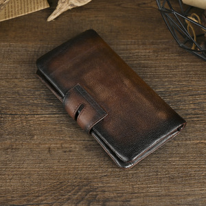 Ando Bag Cartera larga plegable de cuero genuino de vaca estilo vintage con tarjetero con cierre a presión - Product Image 3