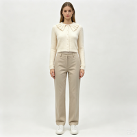 Pull en maille décontracté à manches longues Lolly Undefined, col à volants personnalisé, couleur blanc chaud de haute qualité, OEM & ODM, pour l'hiver