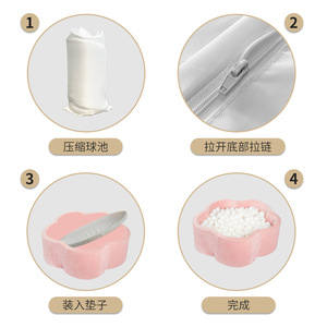 Piscine à balles en forme de fleur rose, piscine de jeu intérieure en peluche pour filles, jouet pour enfants de 90x30x5cm - Product Image 4