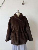 Abrigo de Piel Sintética de Zorro para Mujer Zeyu, con Cintura Ajustable y Cuello Chal, Chaqueta Cálida de Invierno, Abrigos de Piel Sintética Ecológicos para Mujer, ODM/OEM