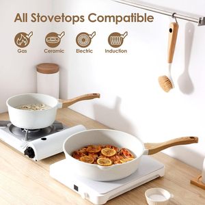 Cookware Set With Wooden Handle 9 Pieces Non-Stick Frying Pan For Home Kitchen - Product Image 2
